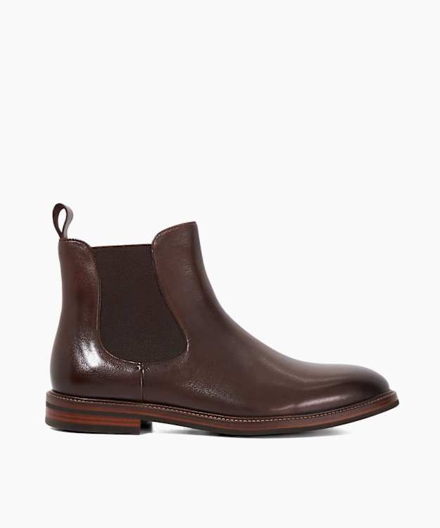 dune london Maisen - Brown Leather Formal Chelsea Boots
