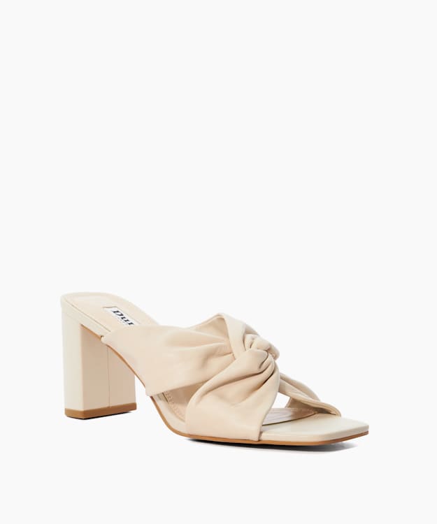 Dune London Maizing - Cream Wide Fit Leather Block Heel Mules