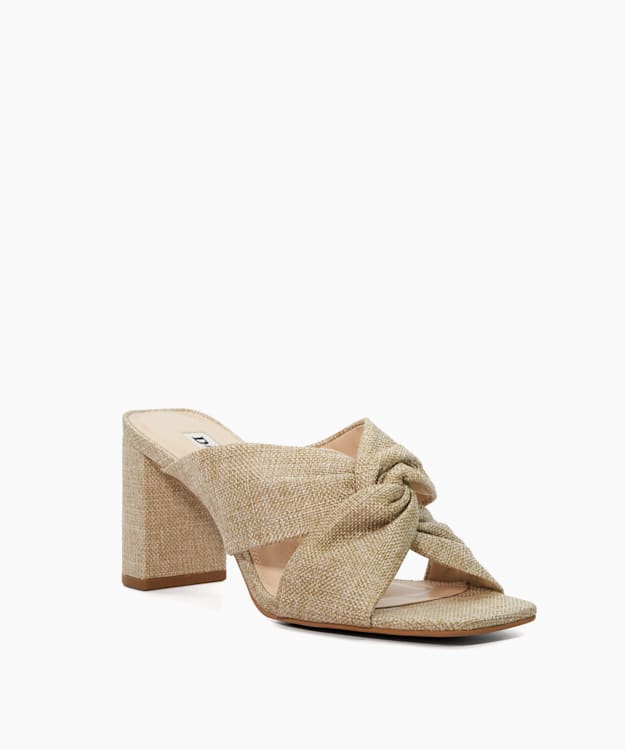 Dune London Maizing - Natural Knot Detail Heeled Raffia Mules
