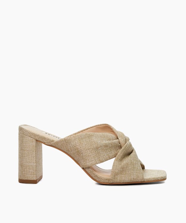 dune london Maizing - Natural Knot Detail Heeled Raffia Mules