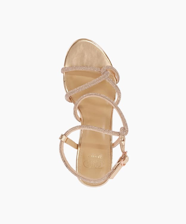 Dune London Malfi - Rose Gold Embellished Strappy Heeled Sandals
