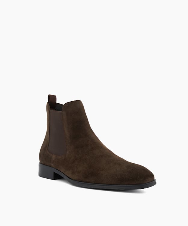 Dune London Mandatory - Dark Brown Suede Chelsea Boots