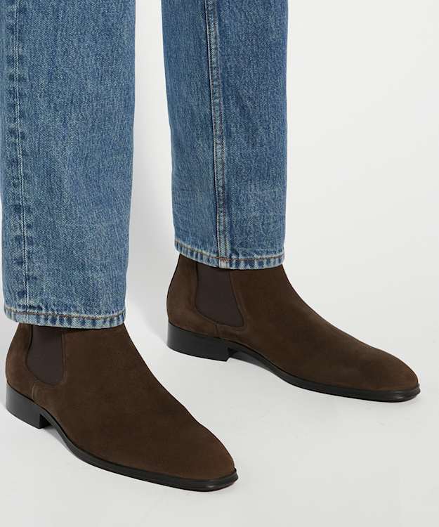 Dune London Mandatory - Dark Brown Suede Chelsea Boots