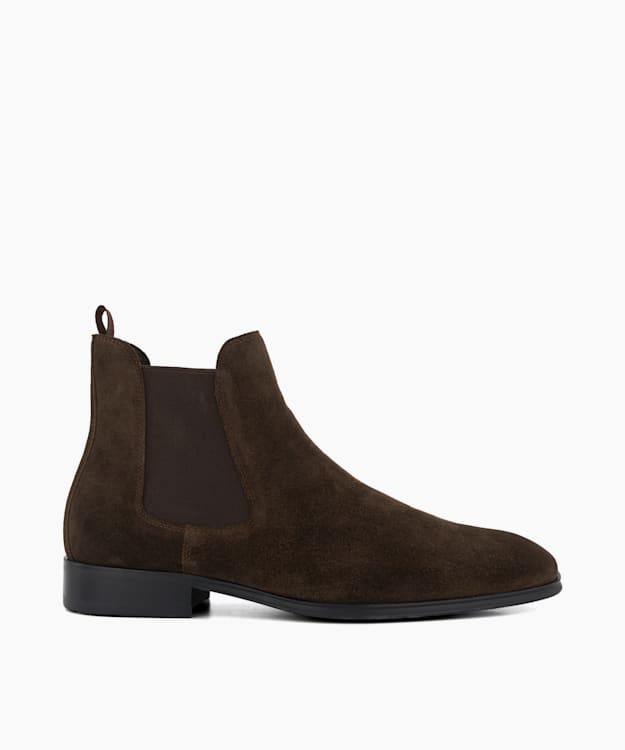 dune london Mandatory - Dark Brown Suede Chelsea Boots