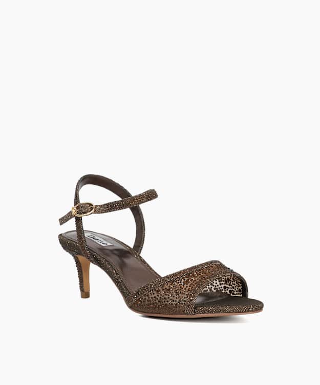 Dune London Manicure - Brown Hot Fix Mid Heel Sandals