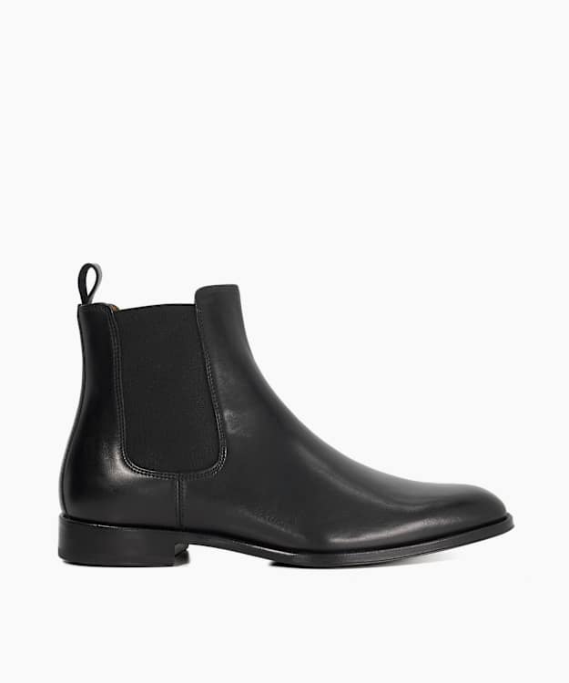dune london Manson - Black Premium Leather Chelsea Boots