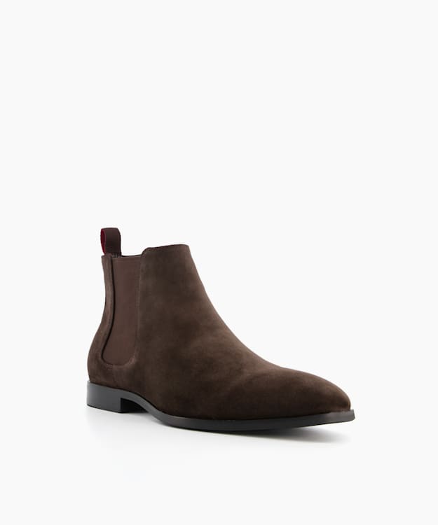 Dune London Mantle - Dark Brown Almond-Toe Chelsea Boots