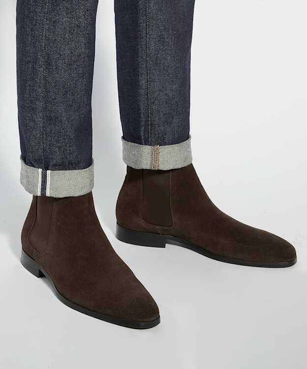 Dune London Mantle - Dark Brown Almond-Toe Chelsea Boots