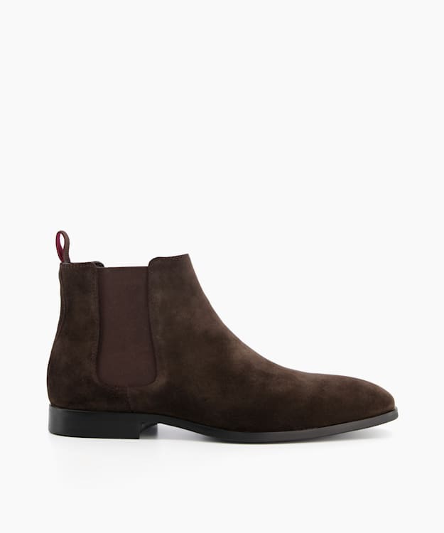 dune london Mantle - Dark Brown Almond-Toe Chelsea Boots