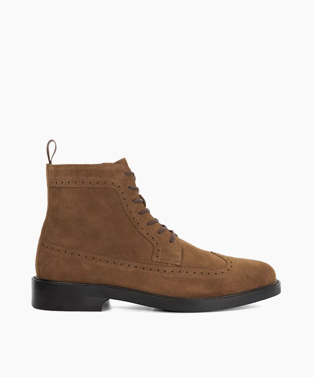 dune london Marlon - Brown Brogue Detail Lace Up Formal Boots