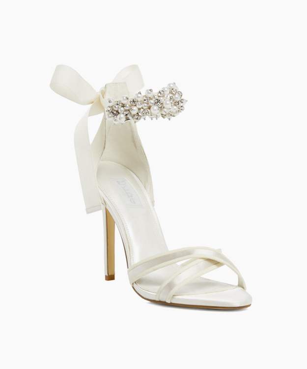 Dune London Martine - Ivory Embellished Ankle Strap Wedding Shoes