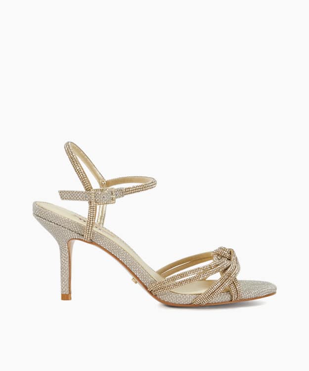 dune london Marvelous - Gold Diamante Detail Heeled Sandal