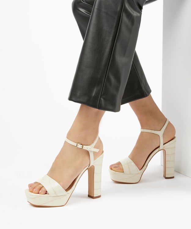 Dune London Matche - Ecru Strappy Platform Heel Sandals
