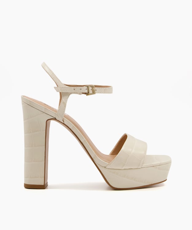 dune london Matche - Ecru Strappy Platform Heel Sandals