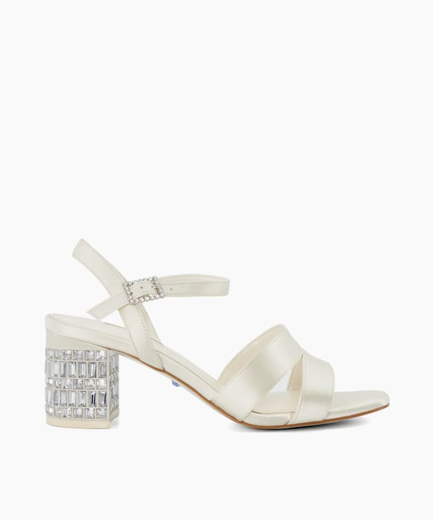 dune london Matrimonie - Ivory Jewel Embellished Block Wedding Heels
