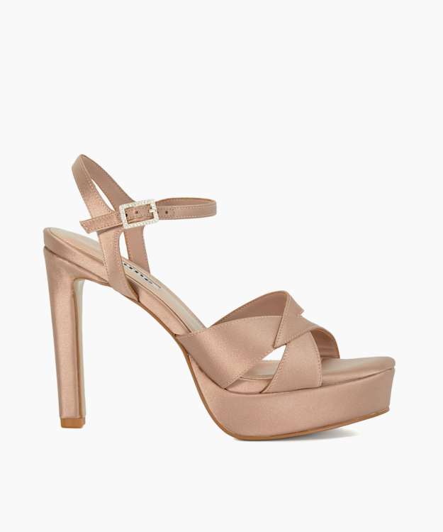 dune london Mayve - Mink Embellished Platform High-Heel Open Sandals