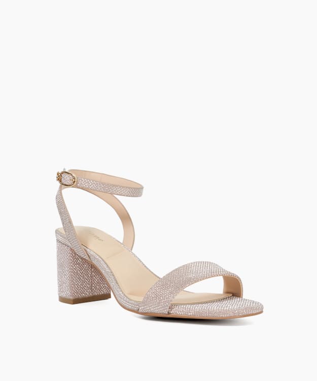 Dune London Melini - Rose Gold Wide Fit Block Heel Sandals