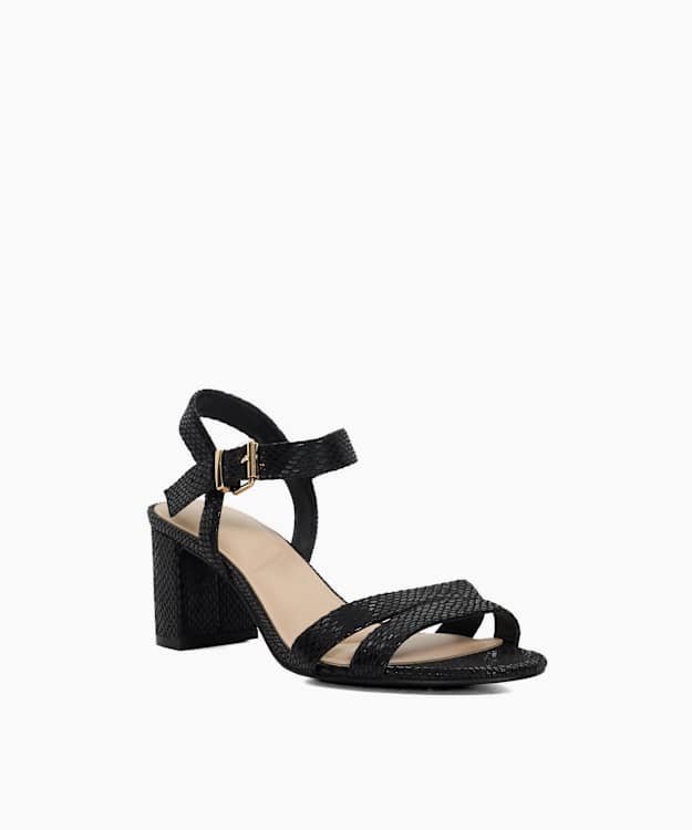 Dune London Merisa - Black Wide-Fit Block-Heel Sandals