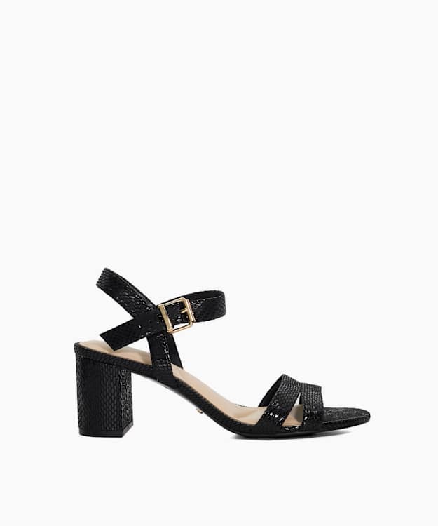 dune london Merisa - Black Wide-Fit Block-Heel Sandals