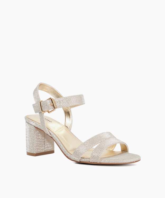 Dune London Merisa - Gold Wide-Fit Block-Heel Sandals