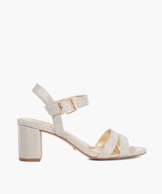 dune london Merisa - Gold Wide-Fit Block-Heel Sandals
