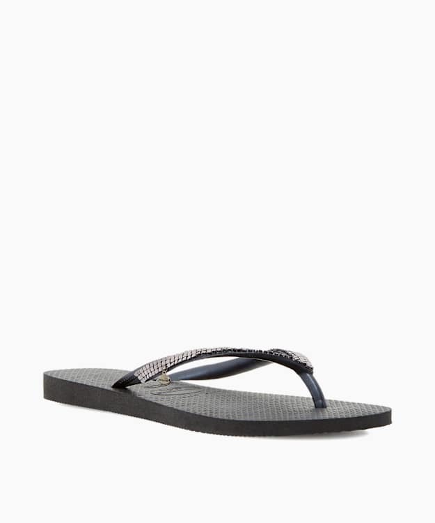 dune london Metal Mesh Flip Flops - Black Havaianas Slim Metal Mesh Detail Flip Flops