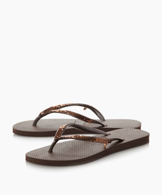 Dune London Metal Mesh Flip Flops - Brown Havaianas Slim Metal Mesh Detail Flip Flops