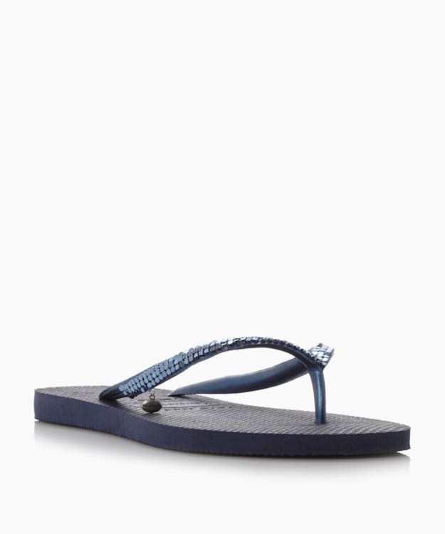 dune london Metal Mesh Flip Flops - Navy Havaianas Slim Metal Mesh Detail Flip Flops