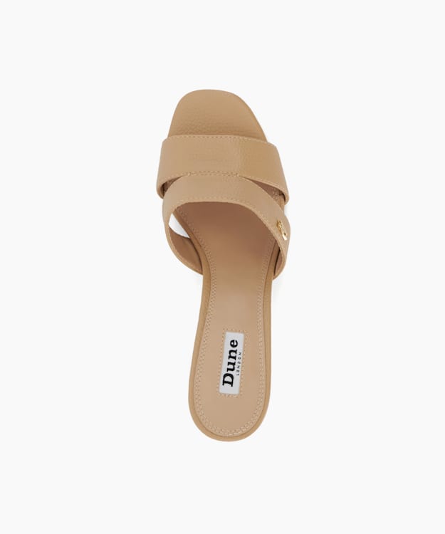 Dune London Mila - Cappuccino Double-Strap Block-Heel Mules