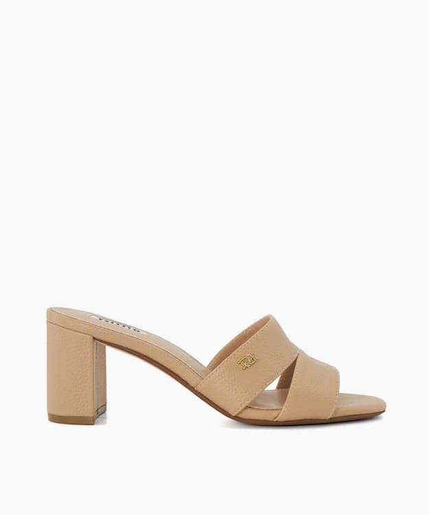 dune london Mila - Cappuccino Double-Strap Block-Heel Mules