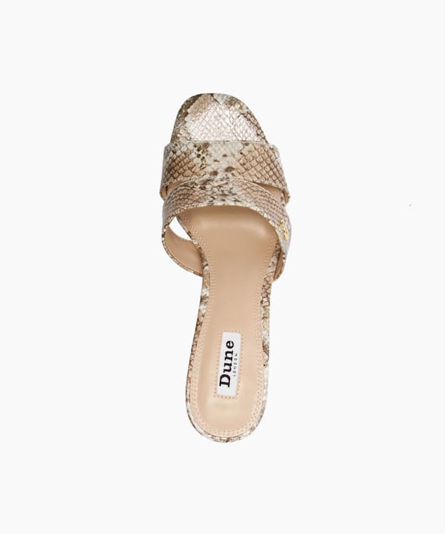 Dune London Mila - Reptile Double-Strap Block-Heel Mules