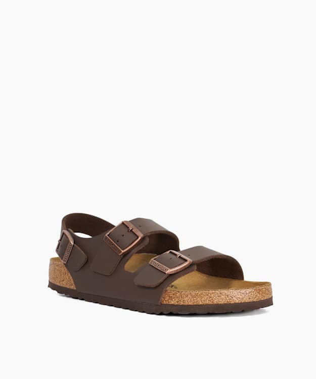 Dune London Milano Bf Mens - Brown Double Strap Footbed Sandals With Ankle Strap