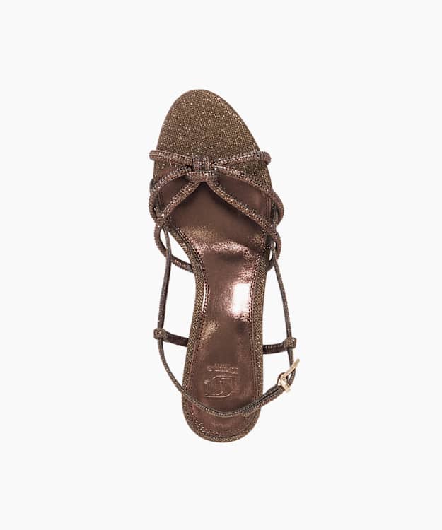 Dune London Milas - Bronze Bronze Diamante Embellished Flared Kitten Heel Sandals