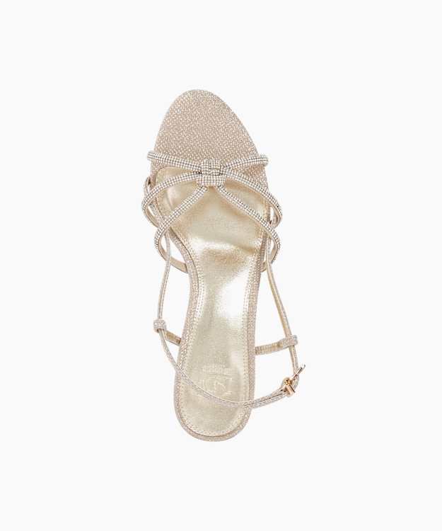 Dune London Milas - Gold Diamante Embellished Kitten Heel Sandals