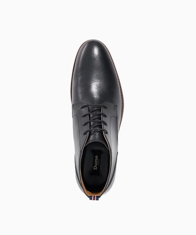 Dune London Minato - Black Leather Lace-Up Ankle Boots