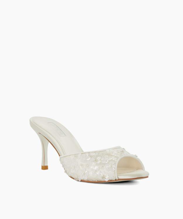 Dune London Minimoon - Ivory Sequined Embellished Wedding Mules
