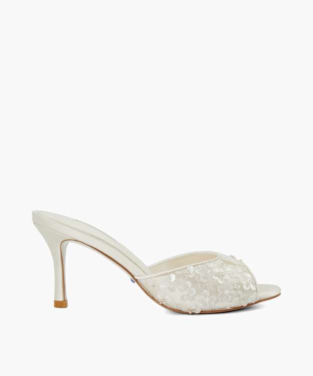 dune london Minimoon - Ivory Sequined Embellished Wedding Mules