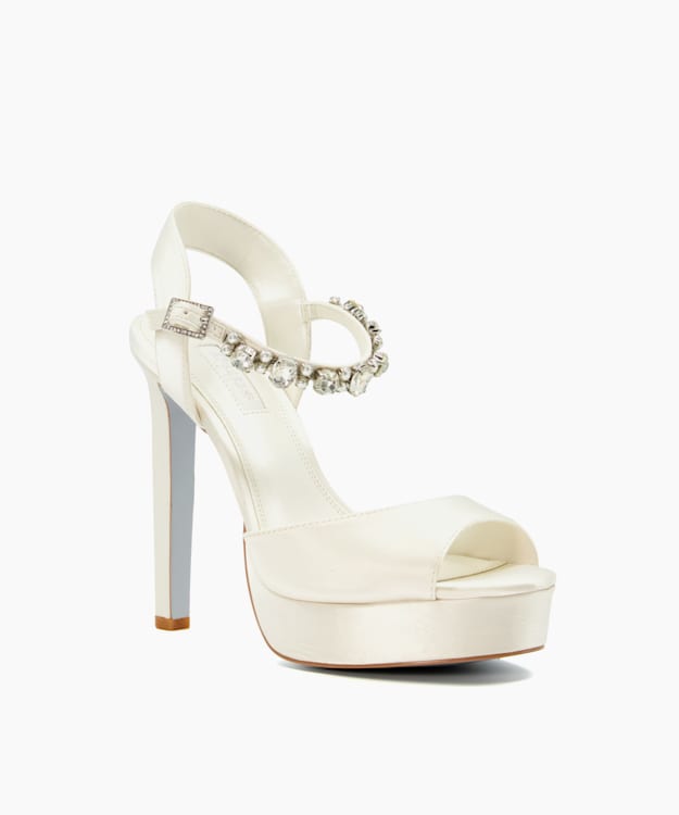 Dune London Miracle - Ivory Crystal Embellished Platform Wedding Shoes