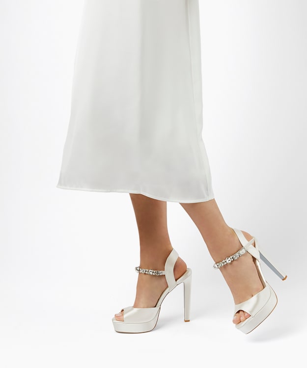 Dune London Miracle - Ivory Crystal Embellished Platform Wedding Shoes