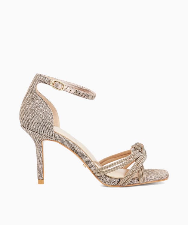 dune london Mirror - Bronze Two Part Mid Heeled Sandals
