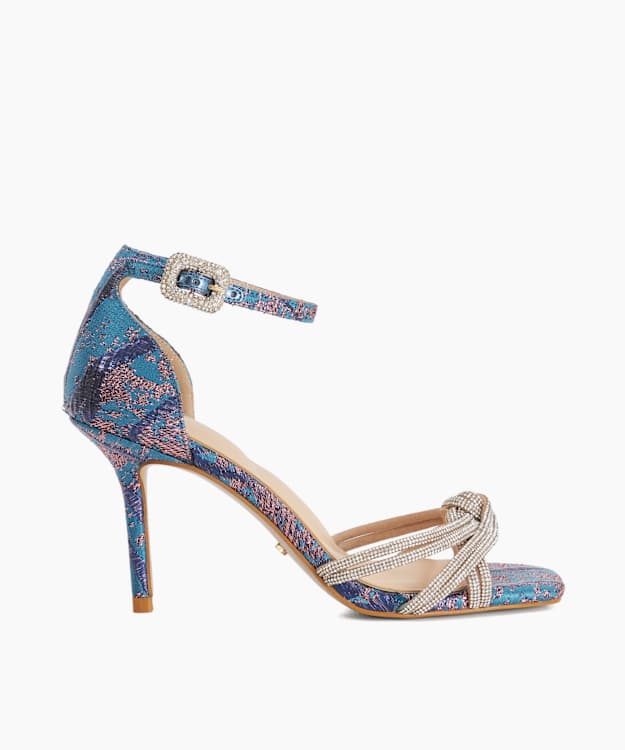 dune london Mirror - Teal Two Part Mid Heeled Sandals