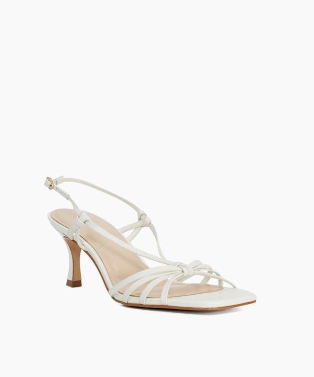 Dune London Mischevious - White Strappy Leather Heeled Sandals