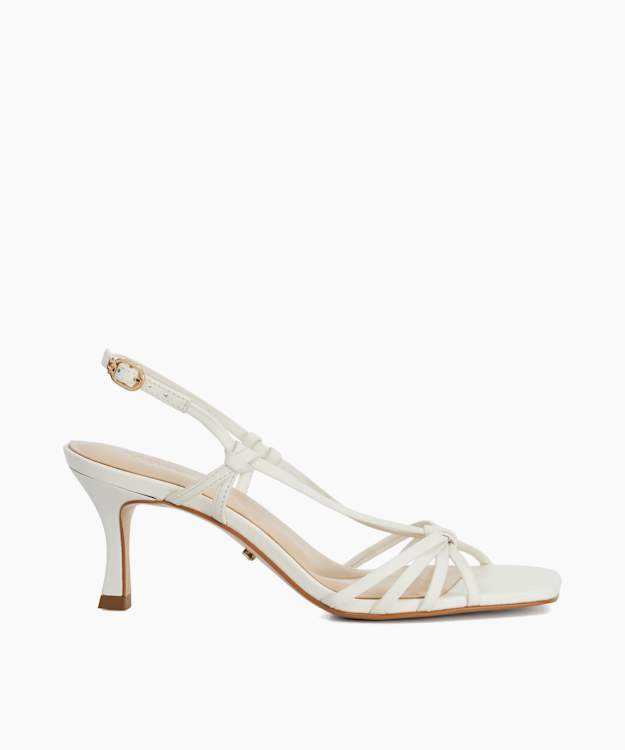dune london Mischevious - White Strappy Leather Heeled Sandals