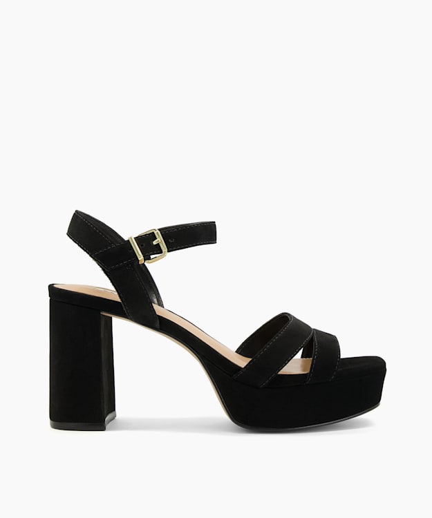 dune london Molten - Black Suede Mid-Platform Sandals