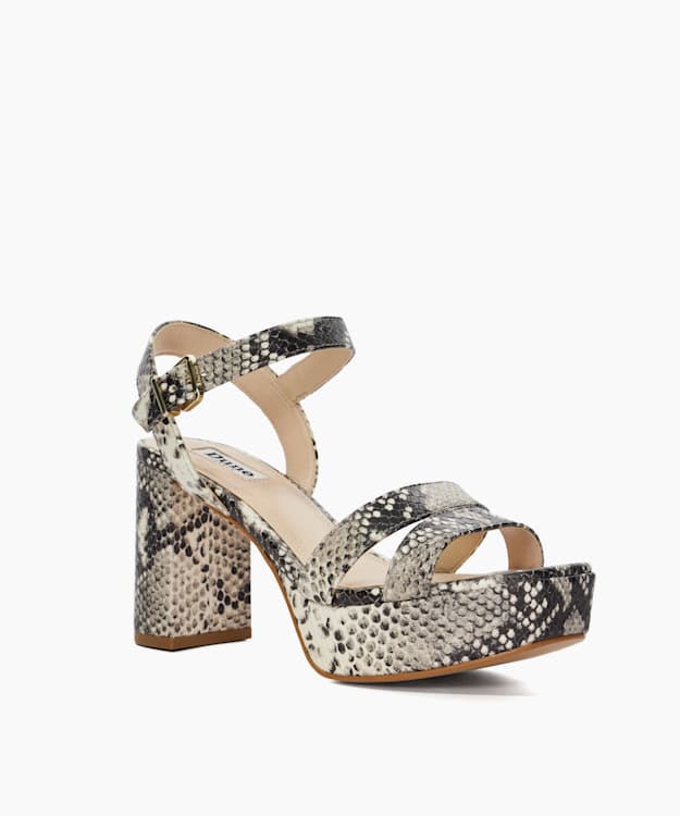 Dune London Molten - Natural Leather Mid-Platform Sandals