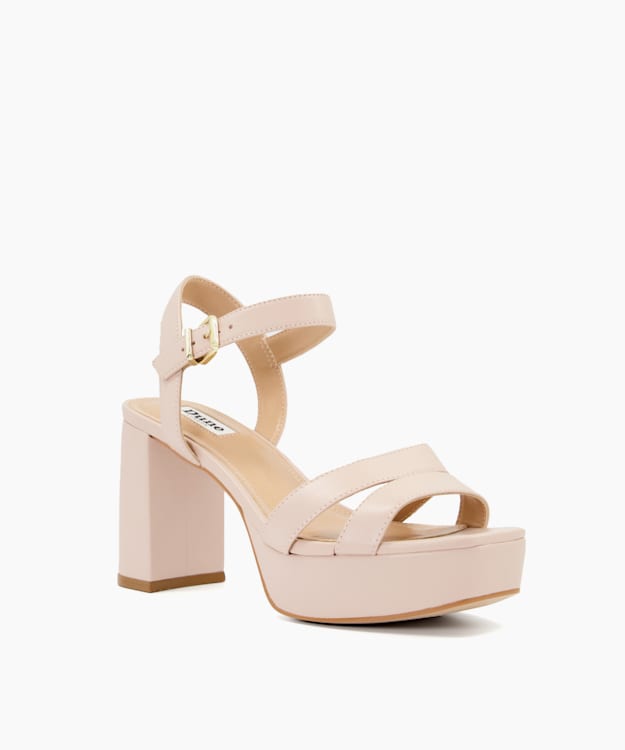 Dune London Molten - Nude Leather Mid-Platform Sandals