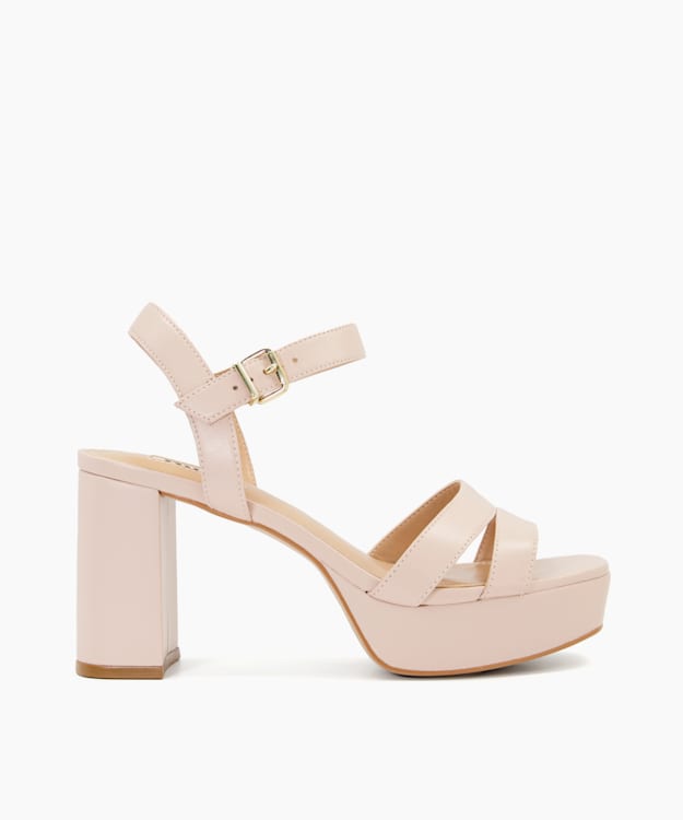 dune london Molten - Nude Leather Mid-Platform Sandals