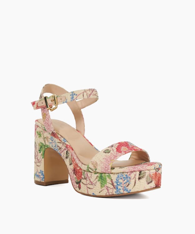 Dune London Monotone - Multi Floral Block Heel Sandal