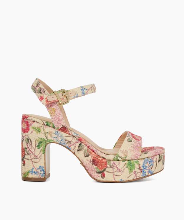 dune london Monotone - Multi Floral Block Heel Sandal