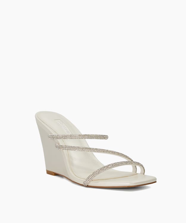 Dune London Moonbeam - Ivory Diamante Embellished Wedding Wedge Heels